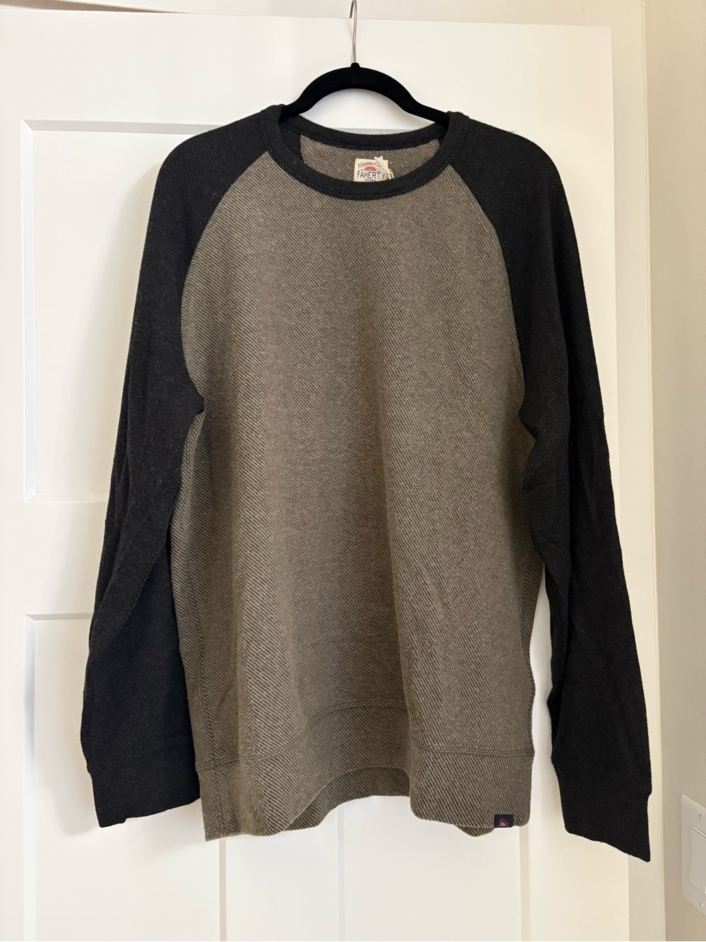 Faherty Baseball Sweater in Brown and Tan